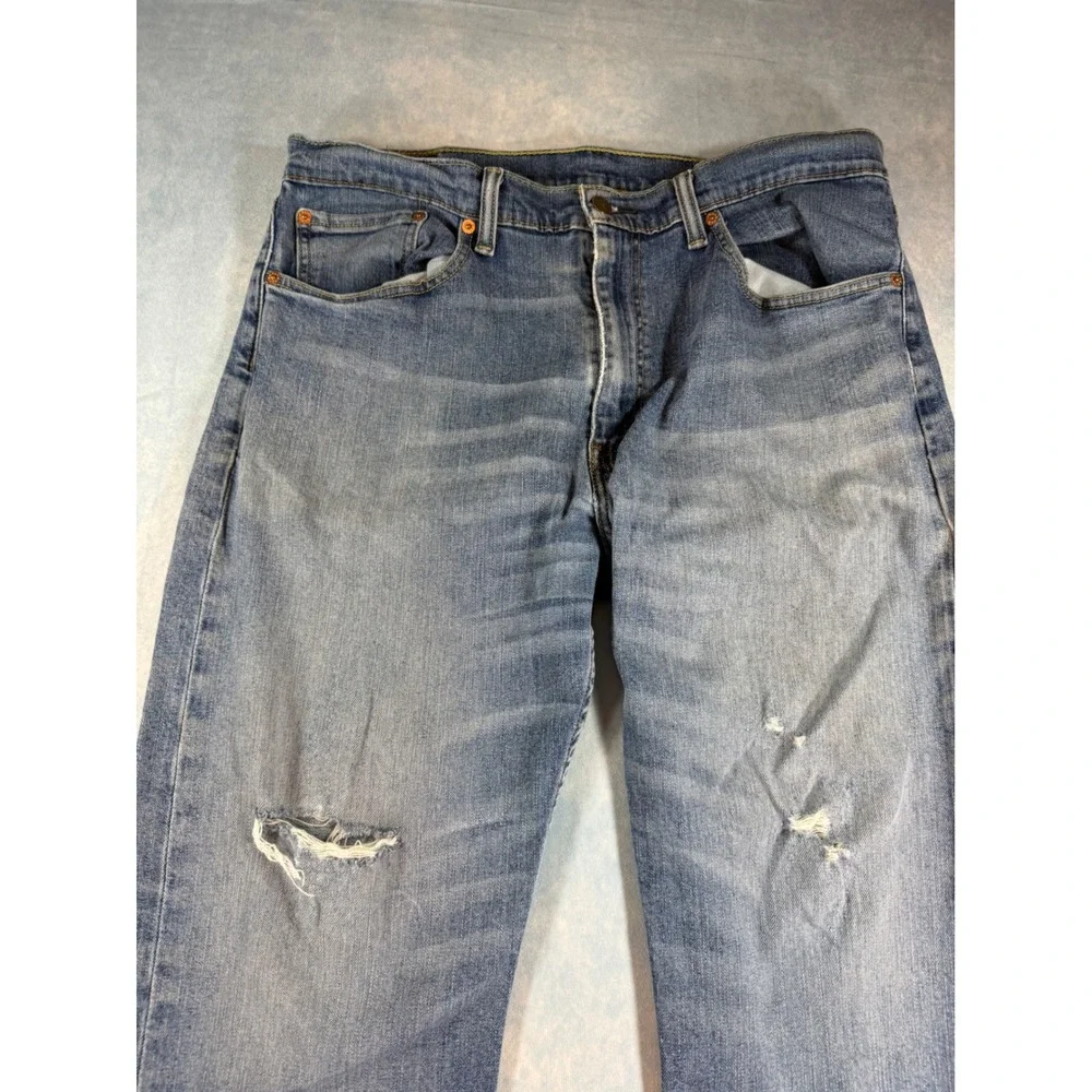 Levi's 505 Regular Fit Jeans Mens 36x29 Blue Good Distressed Straight Leg